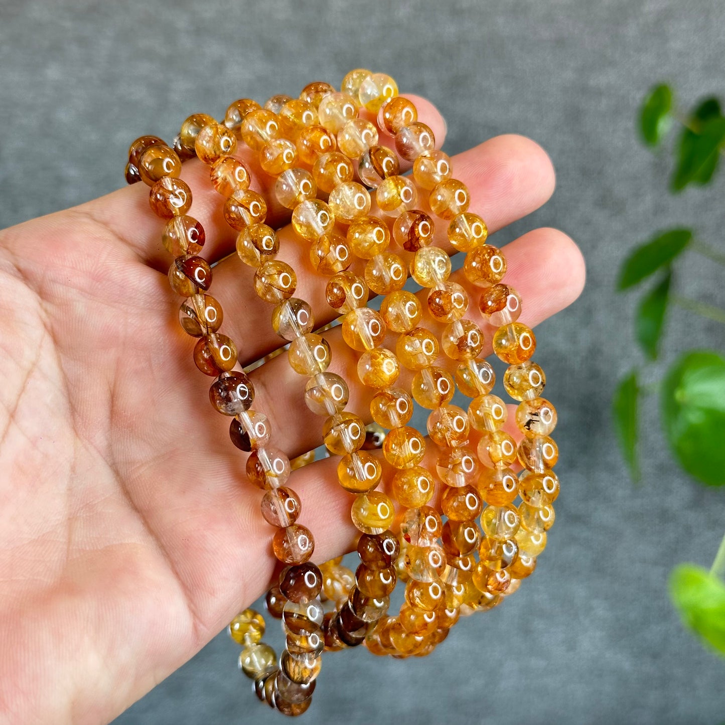 Natural Golden Healer Quartz Triple Wrap Bracelet Size 7.5 mm
