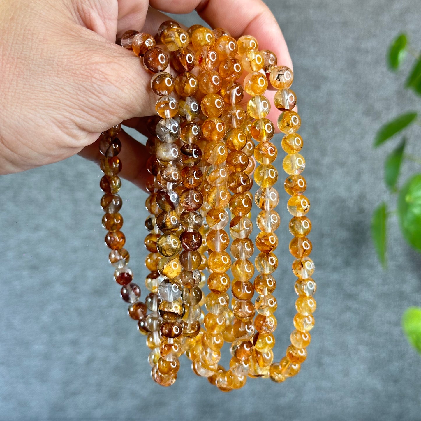 Natural Golden Healer Quartz Triple Wrap Bracelet Size 7.5 mm