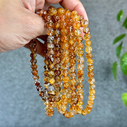 Natural Golden Healer Quartz Triple Wrap Bracelet Size 7.5 mm