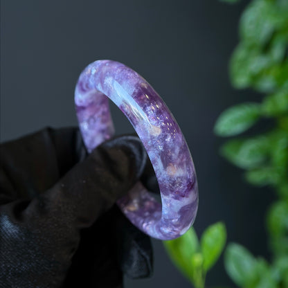 Lepidolite Bangle Leaf Style Size 55 mm