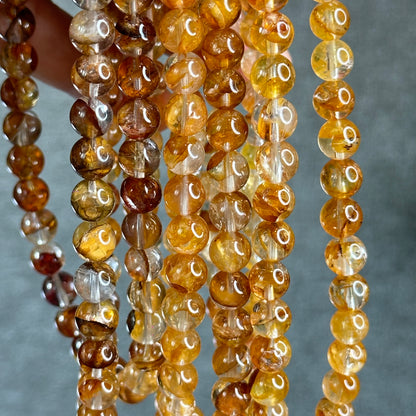 Natural Golden Healer Quartz Triple Wrap Bracelet Size 7.5 mm