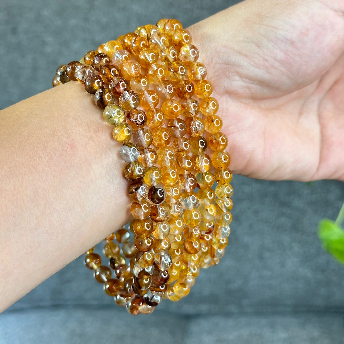 Natural Golden Healer Quartz Triple Wrap Bracelet Size 7.5 mm