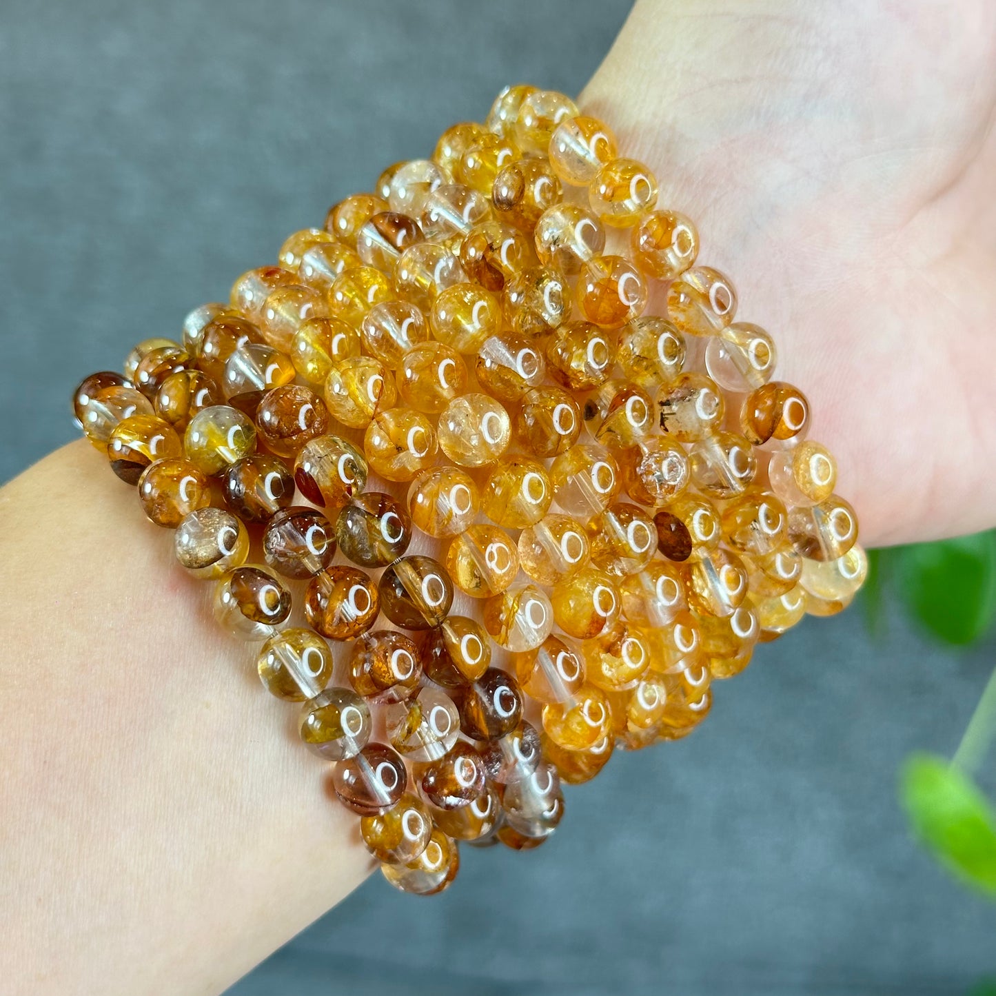 Natural Golden Healer Quartz Triple Wrap Bracelet Size 7.5 mm