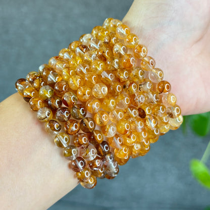Natural Golden Healer Quartz Triple Wrap Bracelet Size 7.5 mm