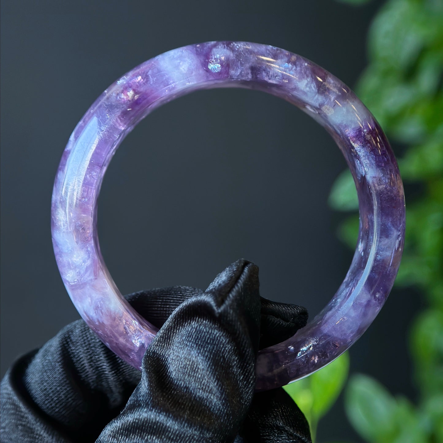 Lepidolite Bangle Leaf Style Size 55 mm