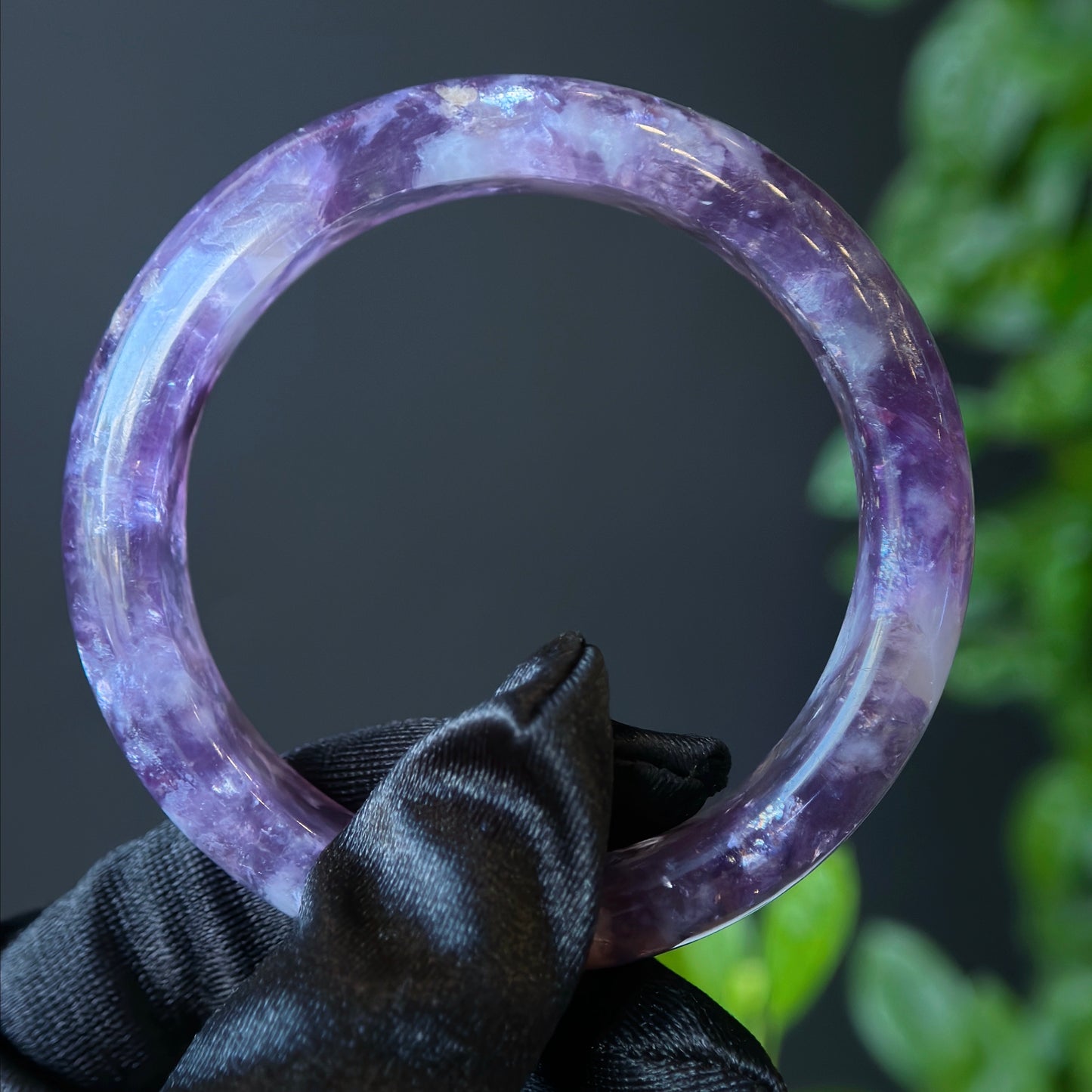 Lepidolite Bangle Leaf Style Size 55 mm