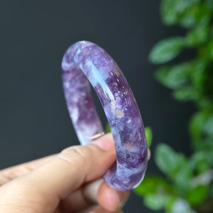 Lepidolite Bangle Leaf Style Size 55 mm