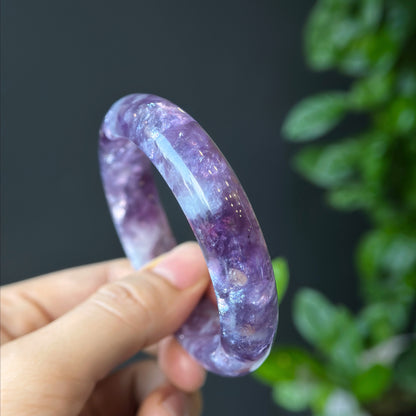 Lepidolite Bangle Leaf Style Size 55 mm