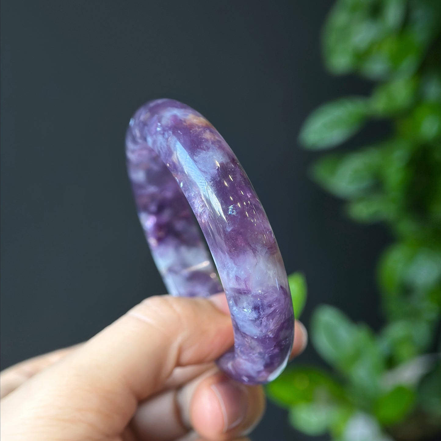 Lepidolite Bangle Leaf Style Size 55 mm