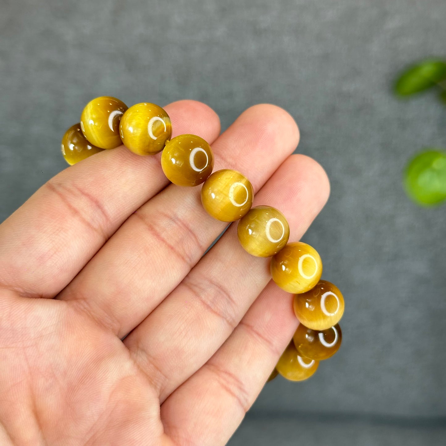 Natural Golden Center Tiger Eye Bracelet Size 12 mm