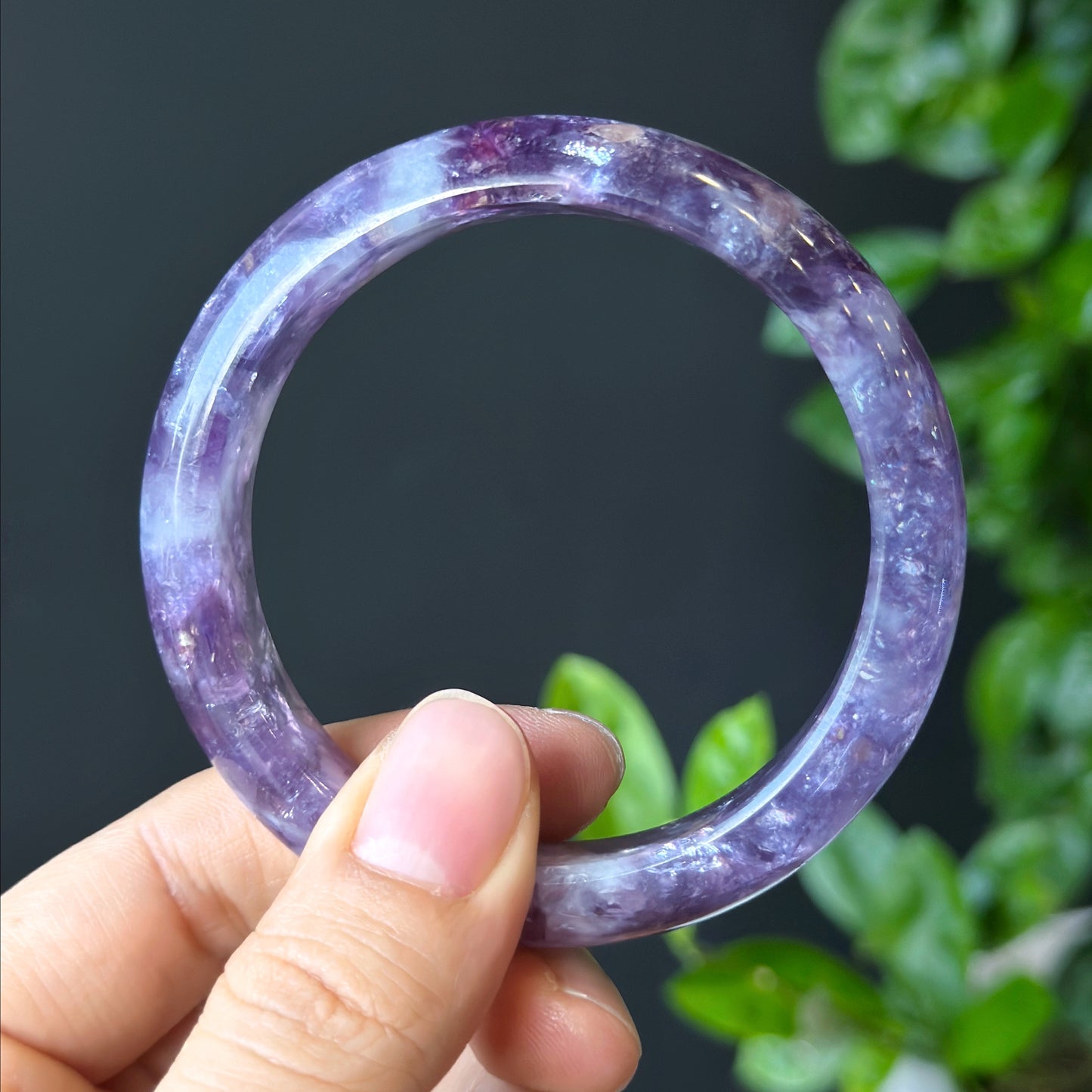 Lepidolite Bangle Leaf Style Size 55 mm