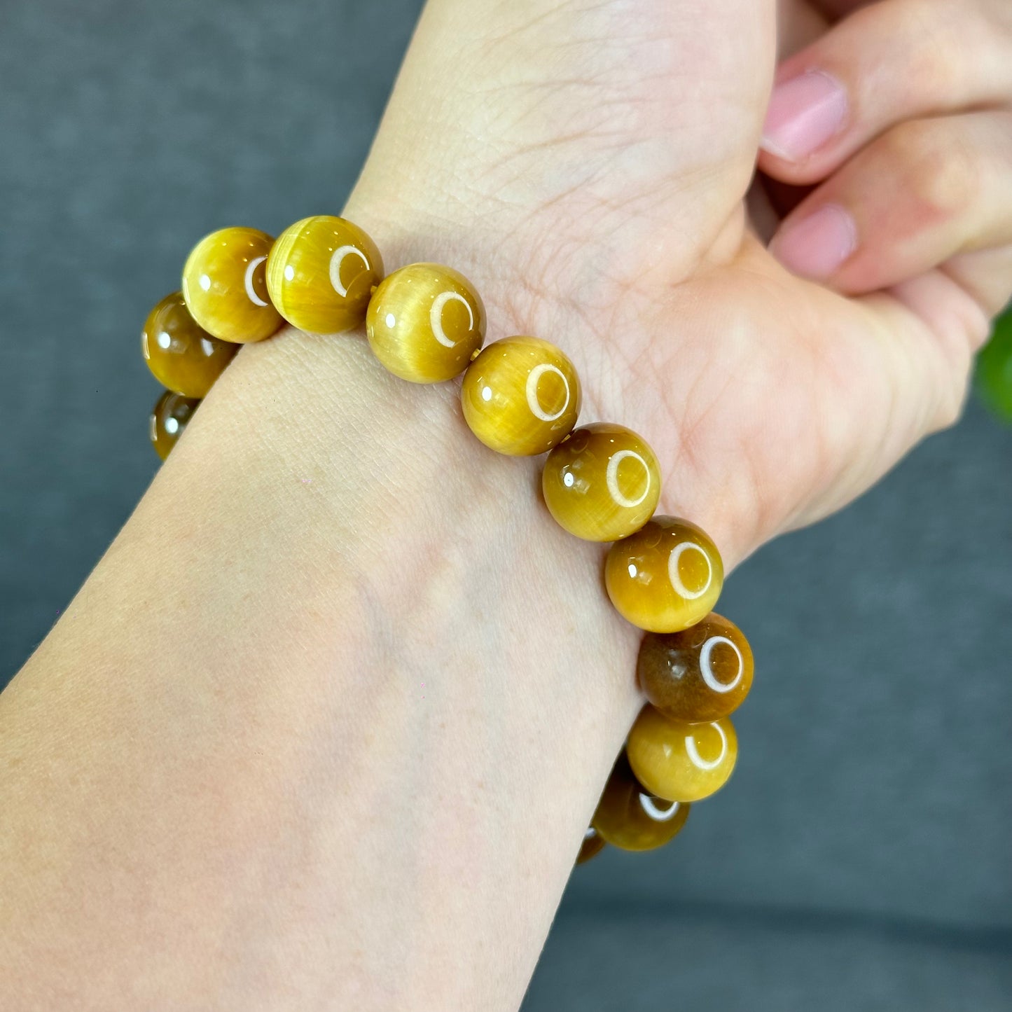 Natural Golden Center Tiger Eye Bracelet Size 12 mm