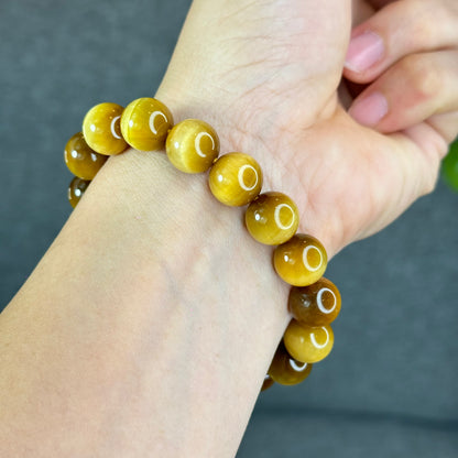 Natural Golden Center Tiger Eye Bracelet Size 12 mm
