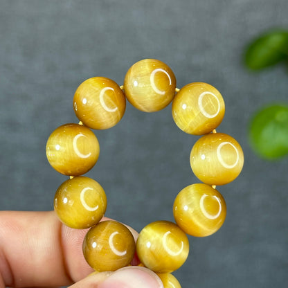 Natural Golden Center Tiger Eye Bracelet Size 12 mm