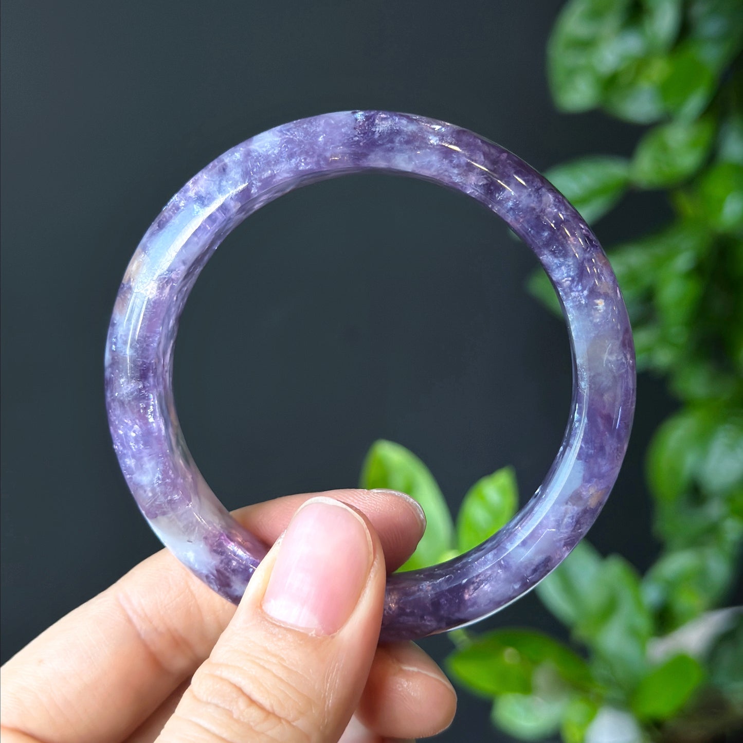 Lepidolite Bangle Leaf Style Size 55 mm