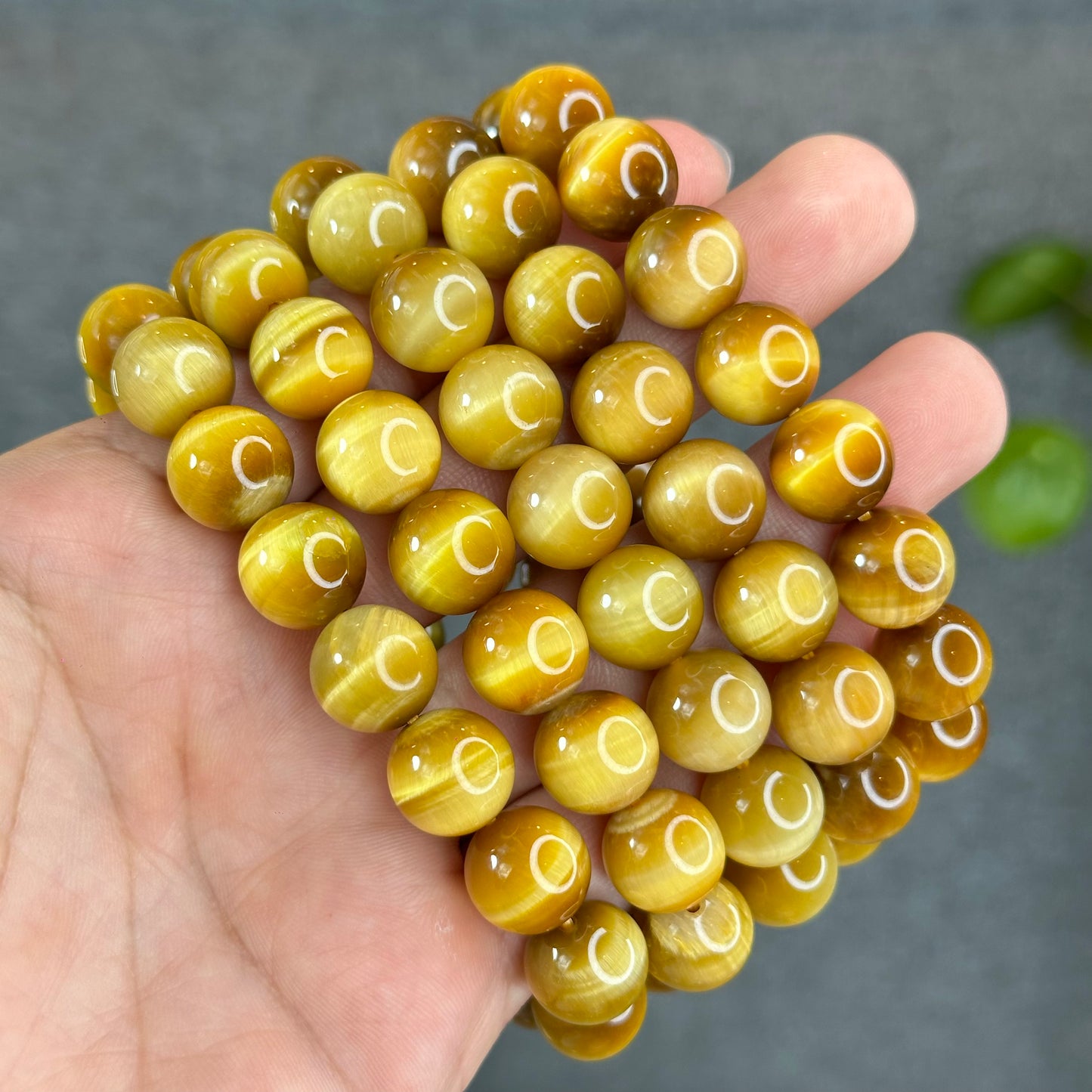 Natural Golden Center Tiger Eye Bracelet Size 12 mm