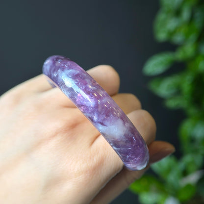 Lepidolite Bangle Leaf Style Size 55 mm