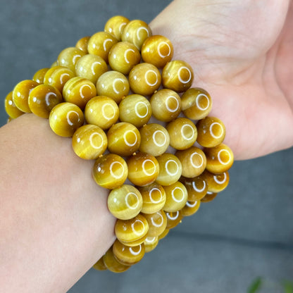 Natural Golden Center Tiger Eye Bracelet Size 12 mm