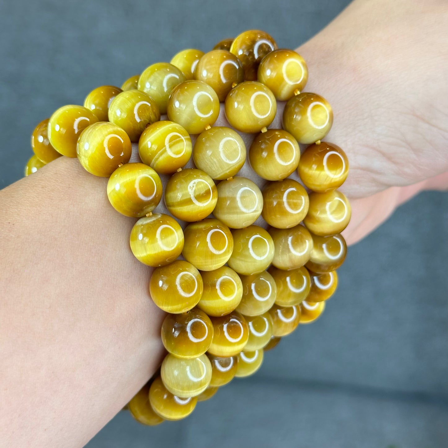 Natural Golden Center Tiger Eye Bracelet Size 12 mm