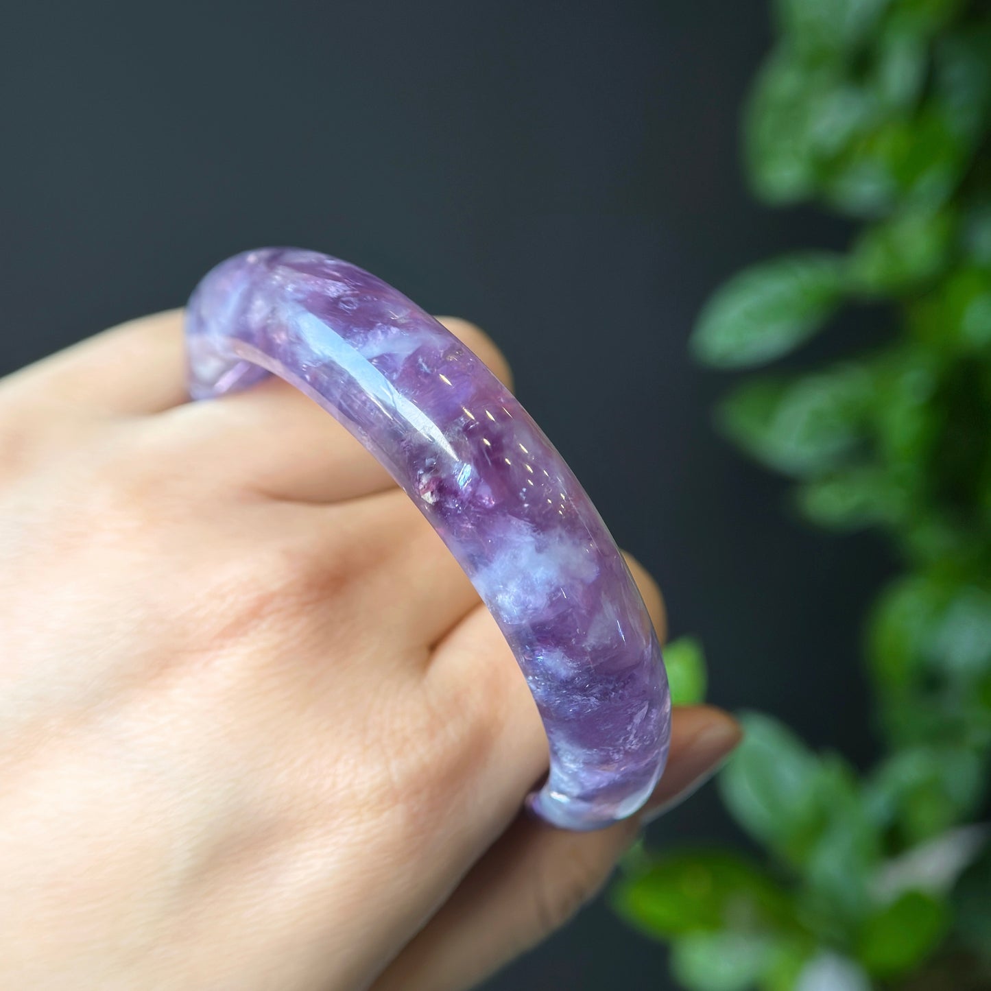 Lepidolite Bangle Leaf Style Size 55 mm