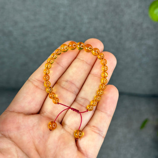 Natural Yellow Amber Translucent Bracelet Size 6 mm