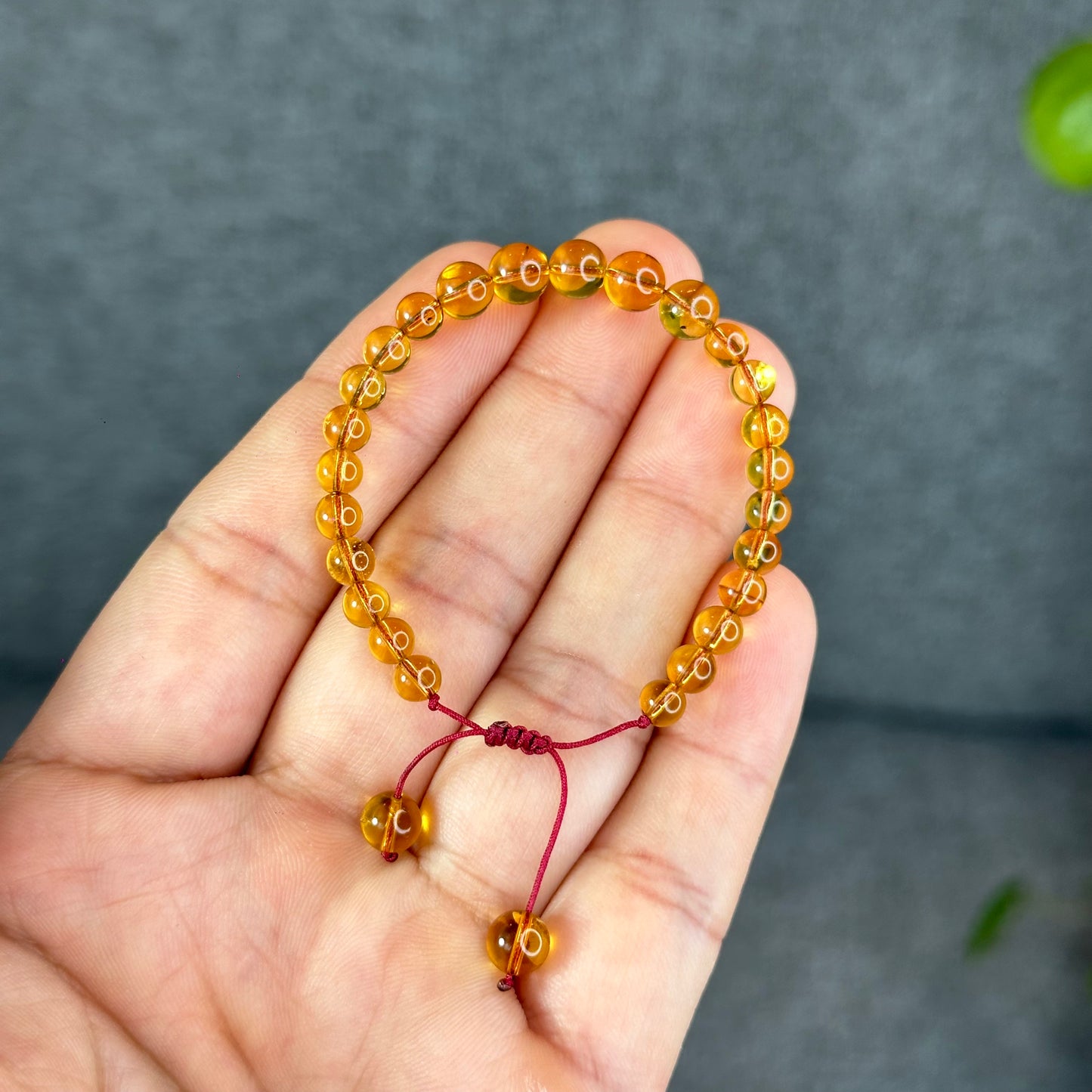 Natural Yellow Amber Translucent Bracelet Size 6 mm