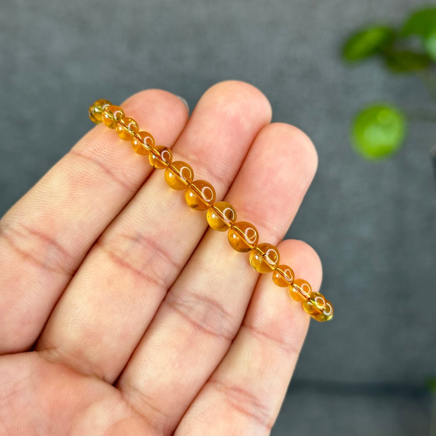Natural Yellow Amber Translucent Bracelet Size 6 mm