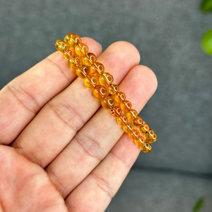 Natural Yellow Amber Translucent Bracelet Size 6 mm