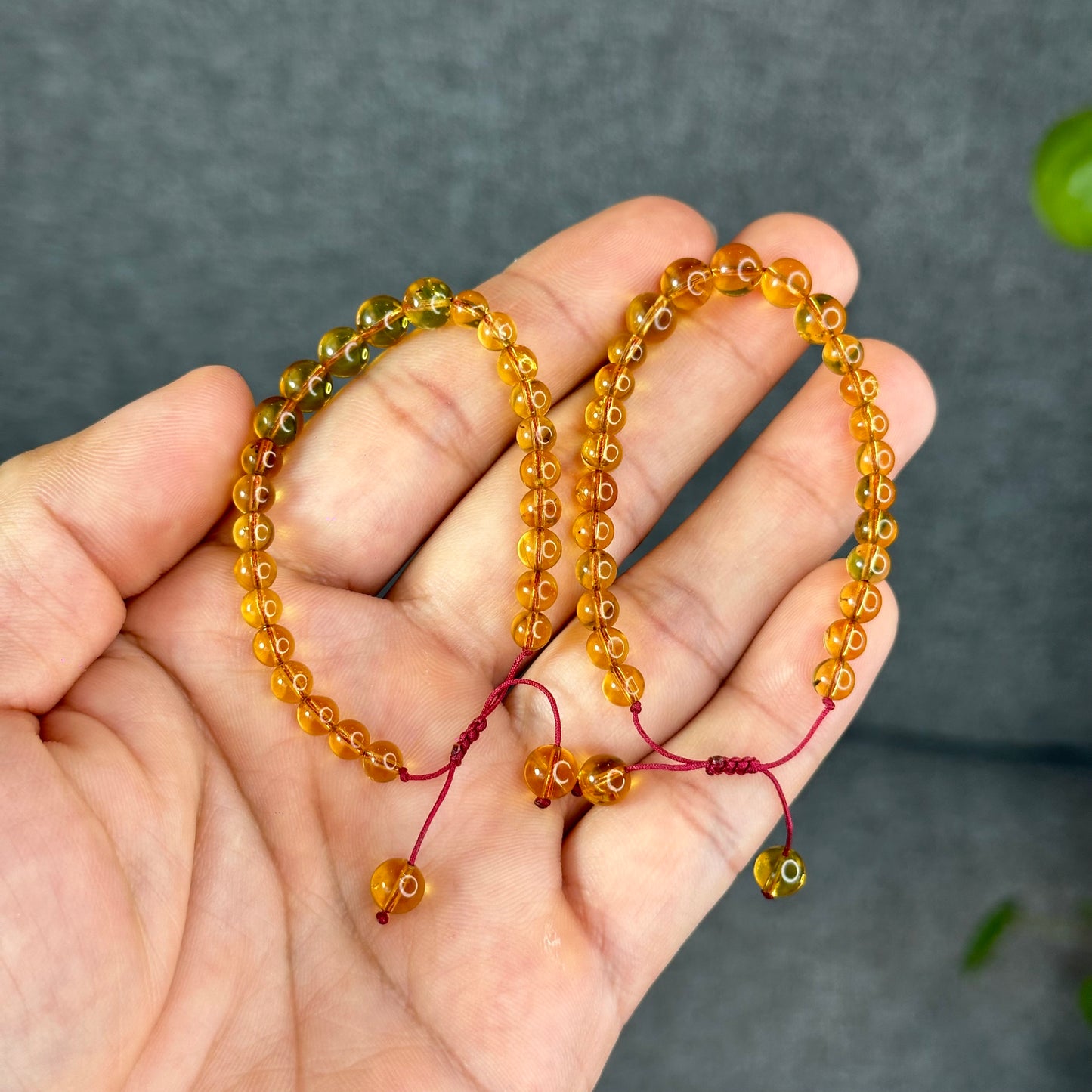 Natural Yellow Amber Translucent Bracelet Size 6 mm
