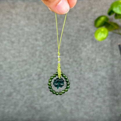 Natural Water Green Four Leaf Clover Jade Hanging Accessory