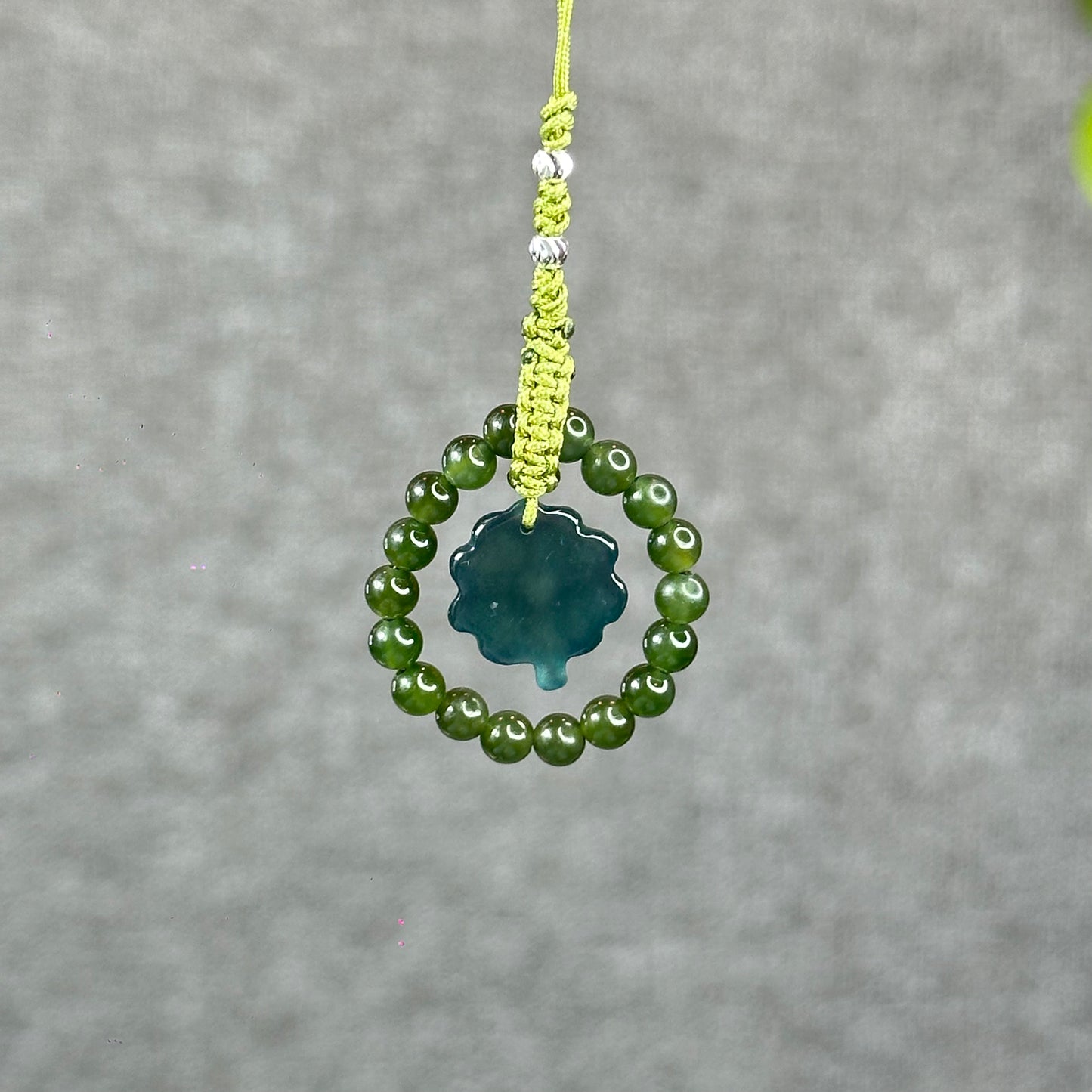 Natural Water Green Four Leaf Clover Jade Hanging Accessory