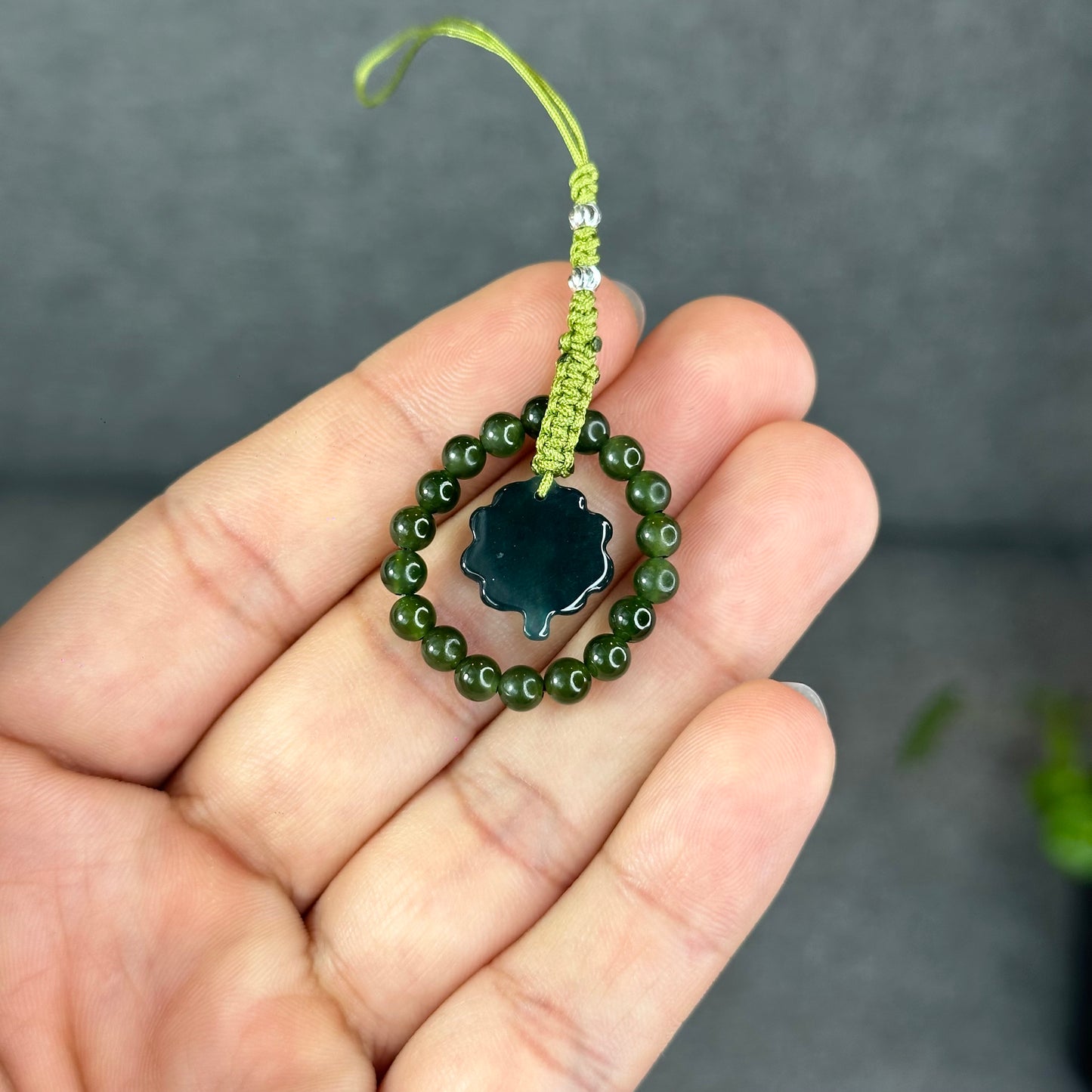 Natural Water Green Four Leaf Clover Jade Hanging Accessory