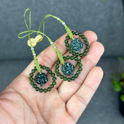 Natural Water Green Four Leaf Clover Jade Hanging Accessory