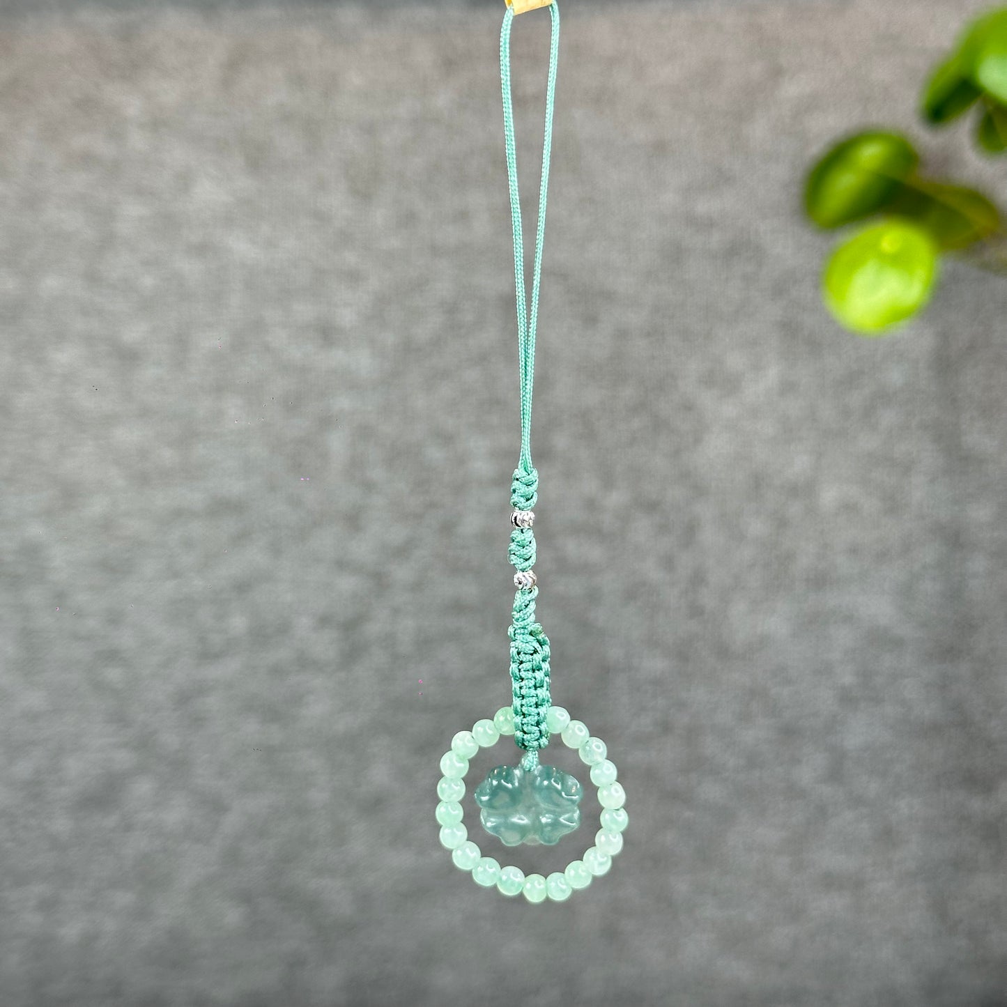 Natural Water Green Four Leaf Clover Jade Hanging Accessory