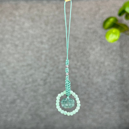 Natural Water Green Four Leaf Clover Jade Hanging Accessory