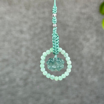 Natural Water Green Four Leaf Clover Jade Hanging Accessory