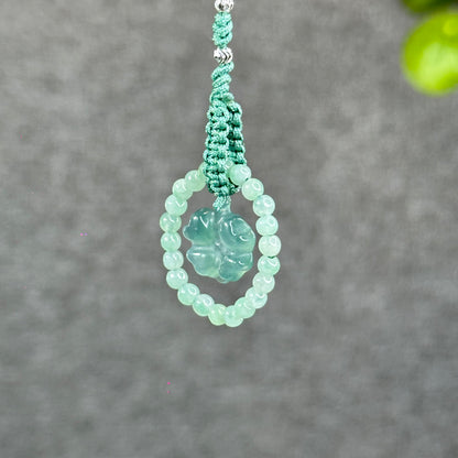 Natural Water Green Four Leaf Clover Jade Hanging Accessory