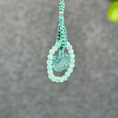 Natural Water Green Four Leaf Clover Jade Hanging Accessory