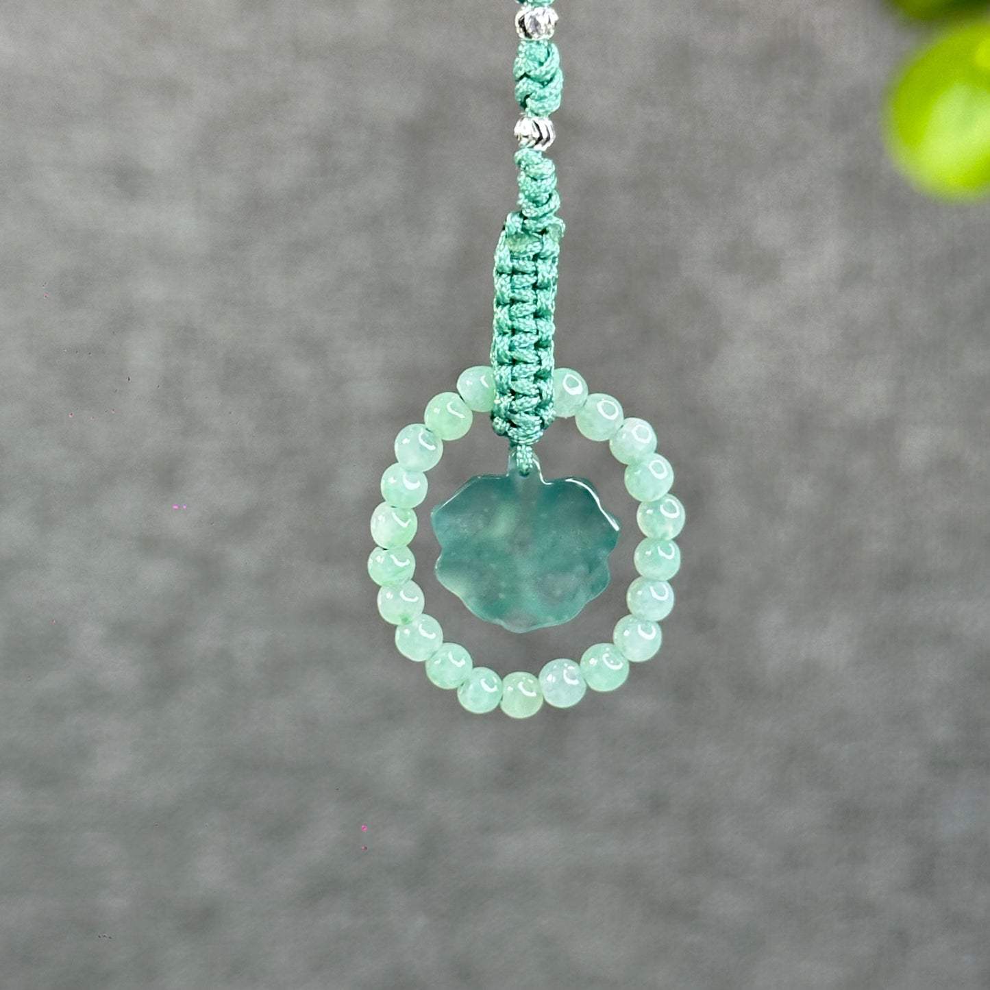 Natural Water Green Four Leaf Clover Jade Hanging Accessory