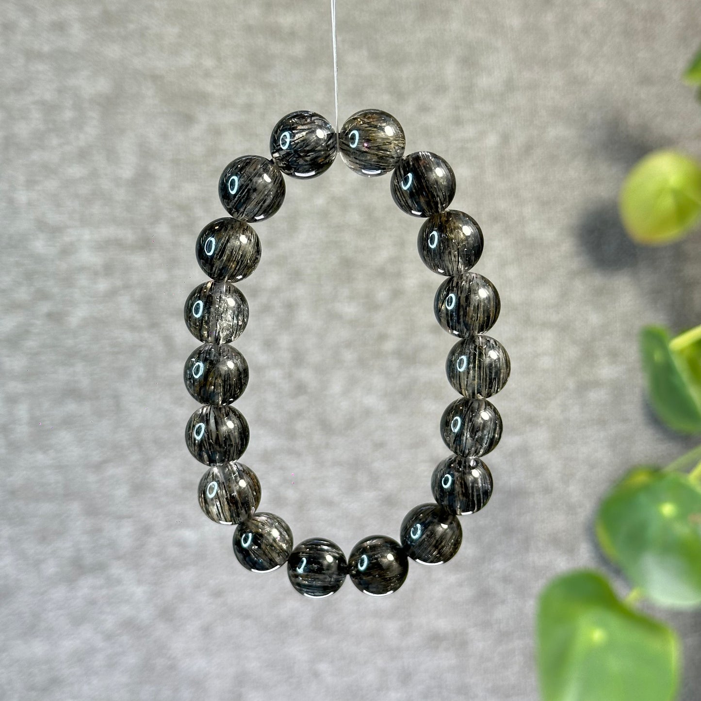 Black Rutilated Quartz Bracelet Sie 11.2 mm