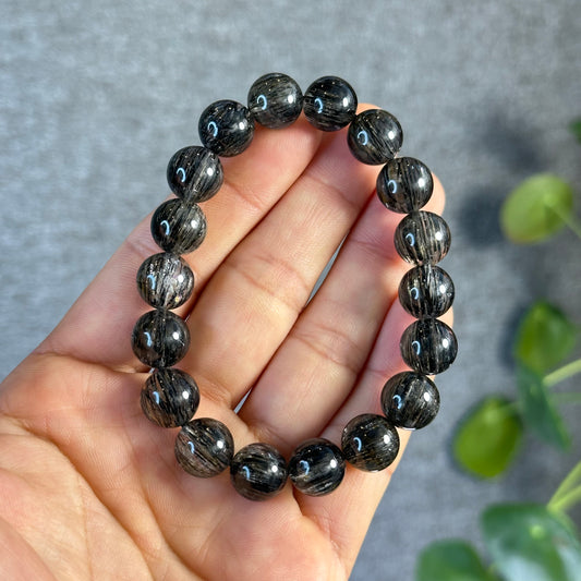 Black Rutilated Quartz Bracelet Sie 11.2 mm