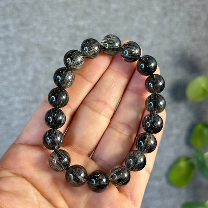 Black Rutilated Quartz Bracelet Sie 11.2 mm