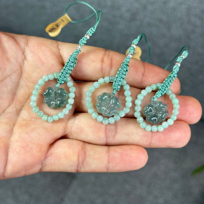 Natural Water Green Four Leaf Clover Jade Hanging Accessory