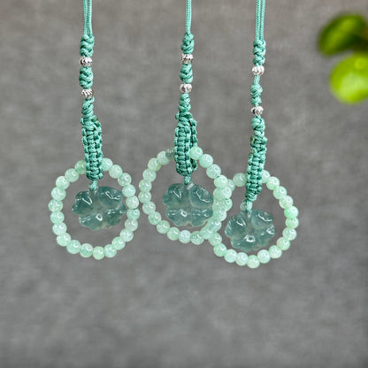 Natural Water Green Four Leaf Clover Jade Hanging Accessory