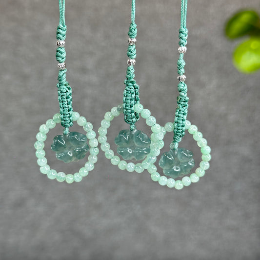 Natural Water Green Four Leaf Clover Jade Hanging Accessory