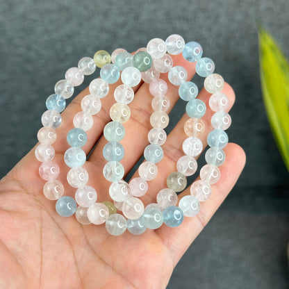 Natural Pastel Morganite Bracelet Size 8.5 mm