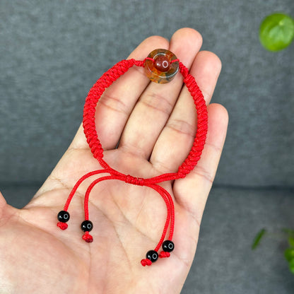 Natural Moss Agate Charm Briaded Bracelet