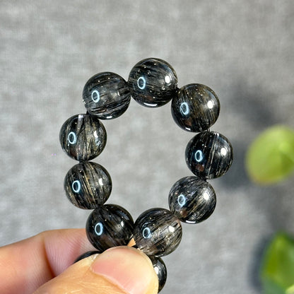 Black Rutilated Quartz Bracelet Sie 11.2 mm