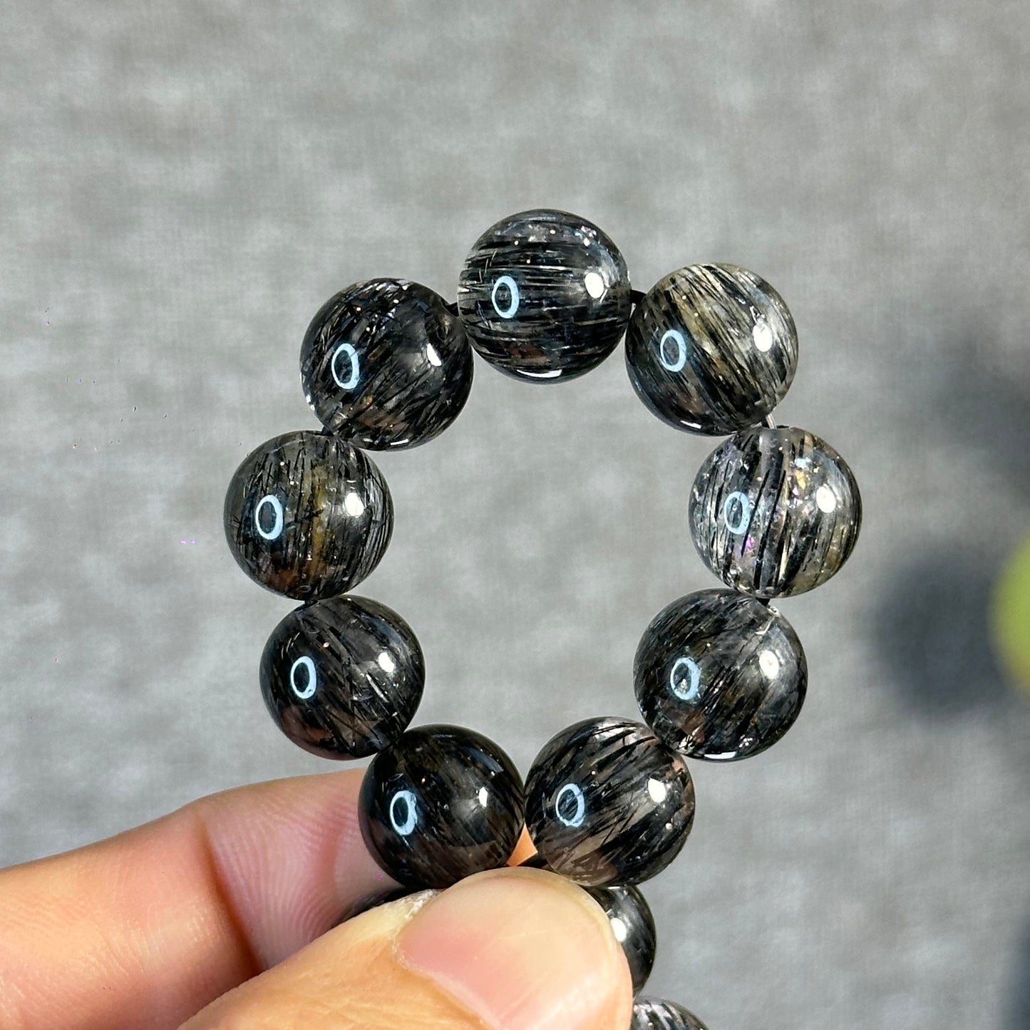 Black Rutilated Quartz Bracelet Sie 11.2 mm