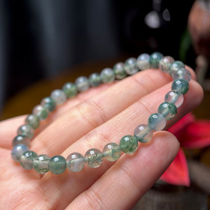 Natural Moss Agate Bracelet Size 6 mm